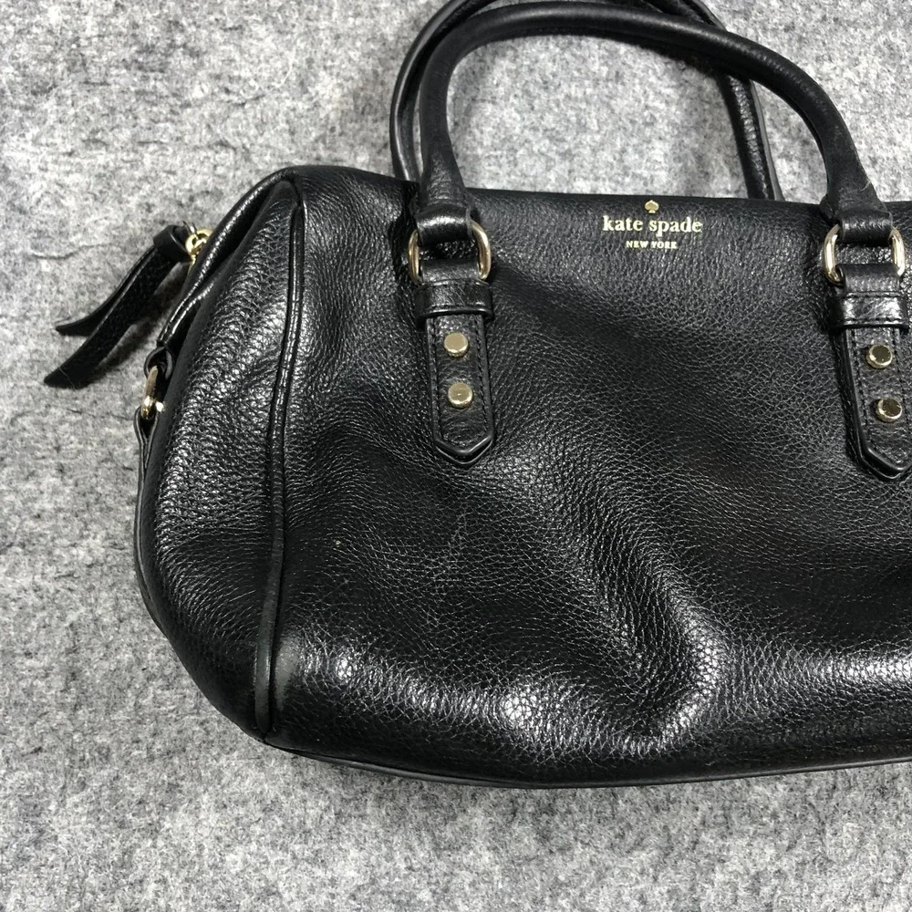 Kate Spade Satchel Bag Womens Medium Black Leather Top Handle Zip Shoulder Purse